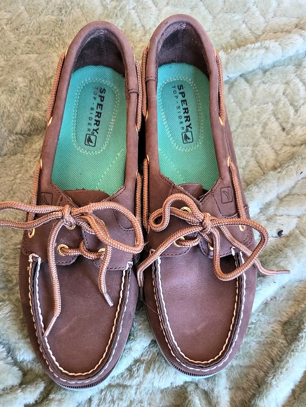 Sperry Top-Sider Authentic Original 2-Eye Boat Shoe Brown & Green US 8.5M